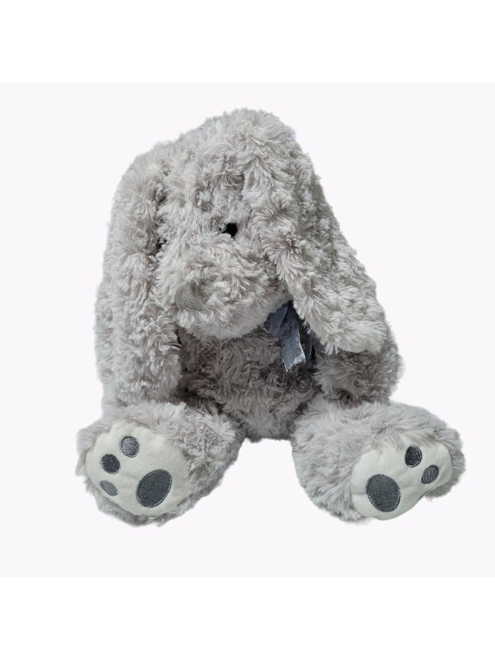 Hugfun Rabbit 13 inch Plush Easter Bunny Purple Bow Gray Stuffed Animal Toy